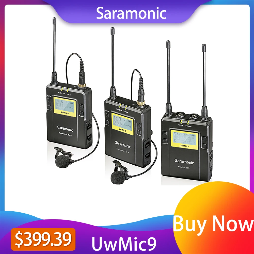 Saramonic UwMic9 Беспроводной микрофон, профессиональный RX9+ TX9+ TX9 UHF Беспроводные ПЕТЛИЧНЫЕ микрофон для цифровой зеркальной камеры Canon Nikon sony Камера
