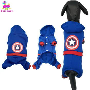 

DOGBABY Autumn Winter Dog Coat Jacket 100% Cotton Print American Captain Pet Clothes Blue Color Warm Cute Dog Costume From China