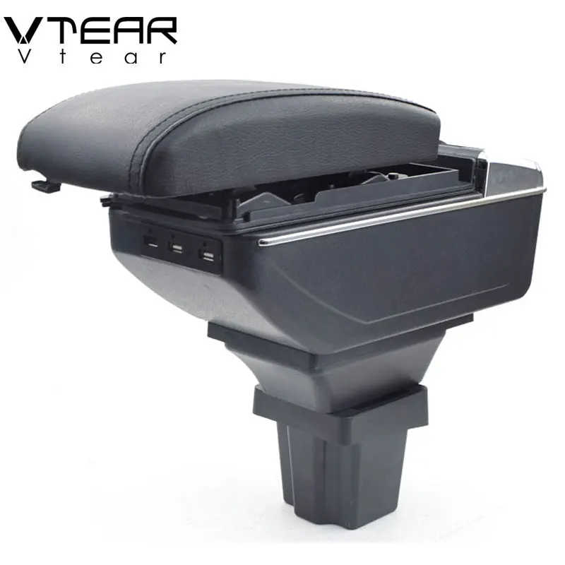 

Vtear For Chevrolet Trax accessories car armrest USB interface storage box leather arm rest center console car-styling auto 2015