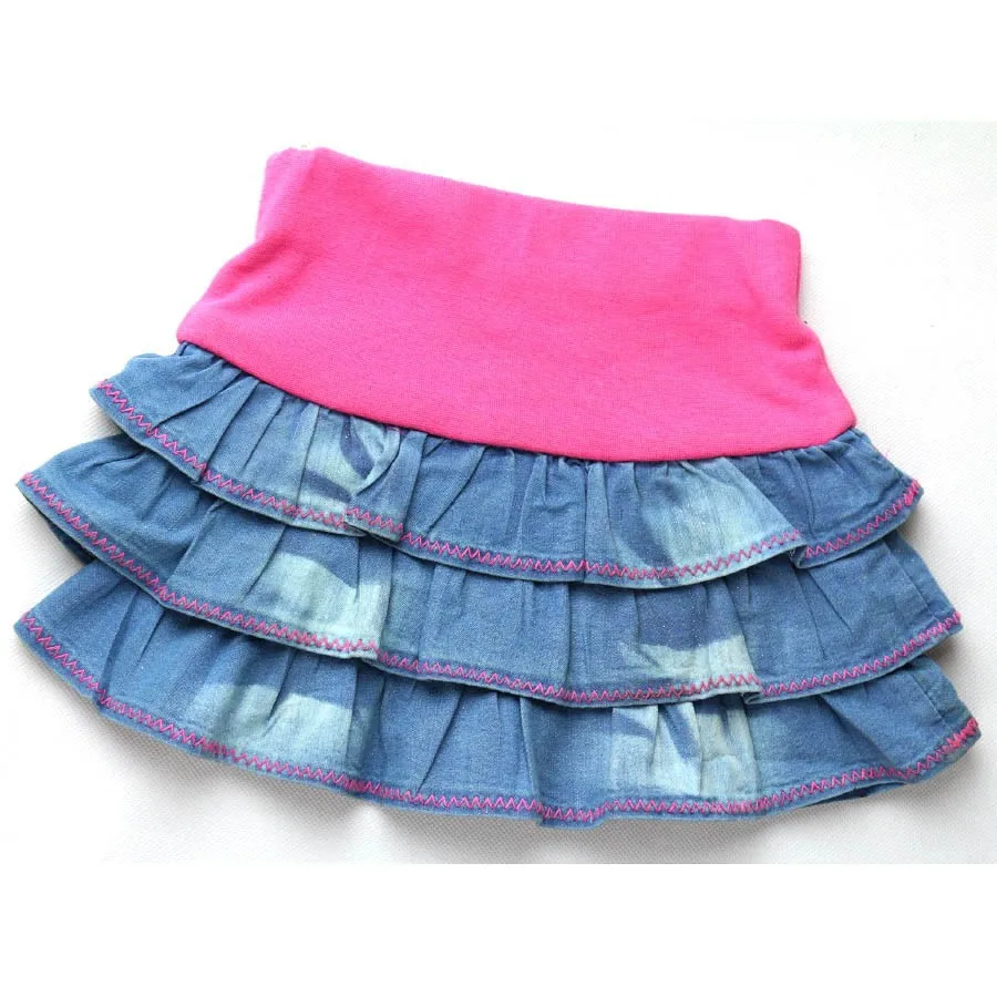 От 2 до 8 лет, детские синие джинсовые юбки Джинсовая со стразами и цветочной вышивкой одежда для девочек, розовые вечерние пышные мини-юбки MH2241