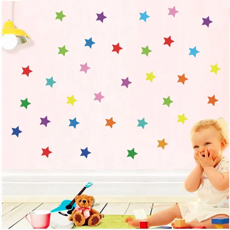 

Classic Multicolored Stars On the Wall Tile Home Decoration Wall Decals Stickers Living Room for Girls Nursery Baby Kids Room