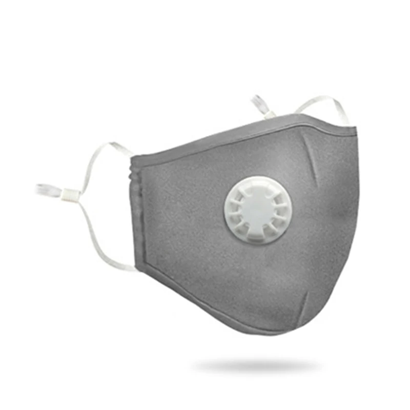 Cotton PM2.5 Anti Haze Mask Air Pollution Face Mask With 2 Filter And Breathing Valve Haze Dust Filtration - Цвет: Gray
