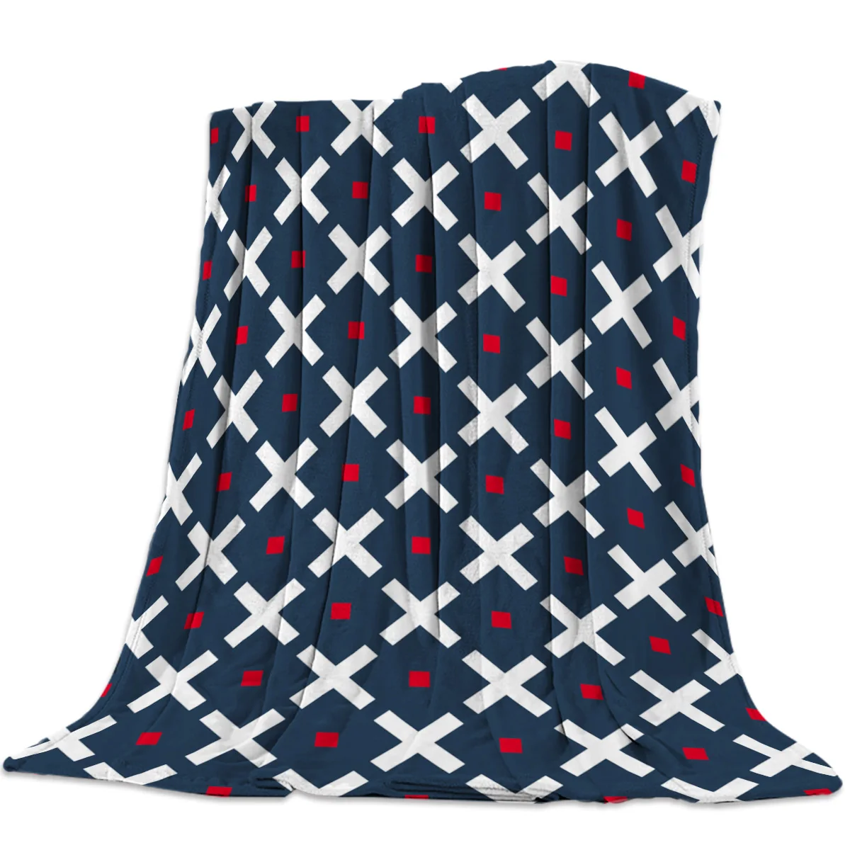 Simple Geometric Shape Cross Lattice Throw Blanket Warm Microfiber Blanket