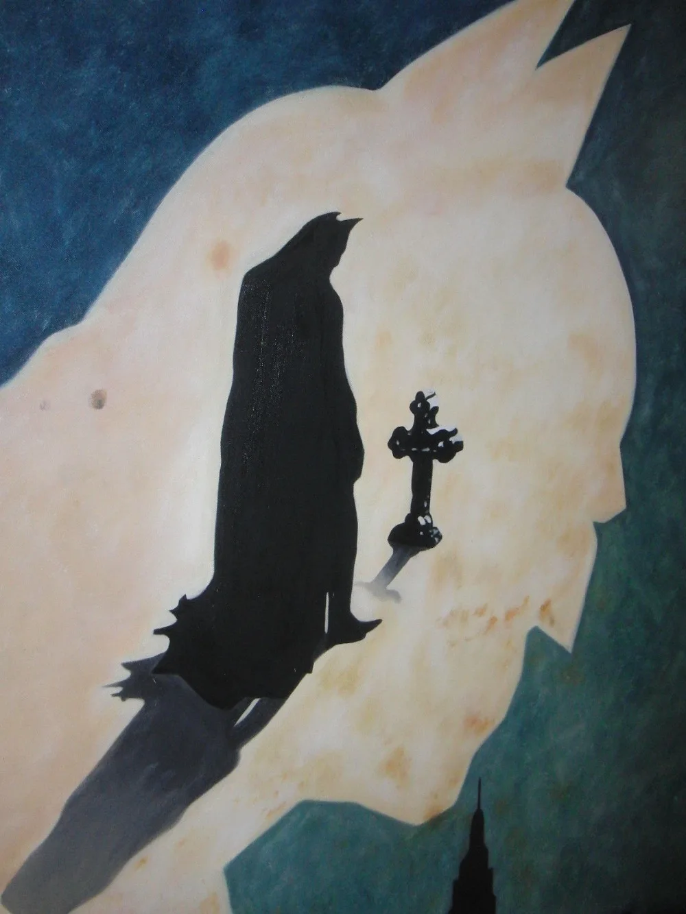 

100%Handmade Batman 24x36 oil painting Batman Dark Knight Bane Joker Gotham