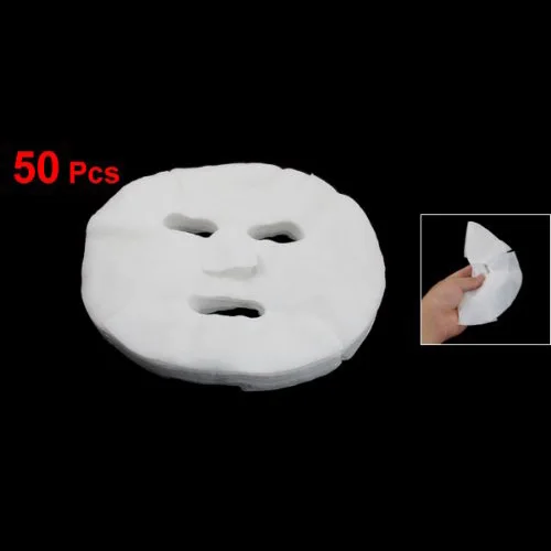 White SODIAL(R) 50 шт белый косметический увеличенный хлопок маска для лица лист для женщин - Цвет: White