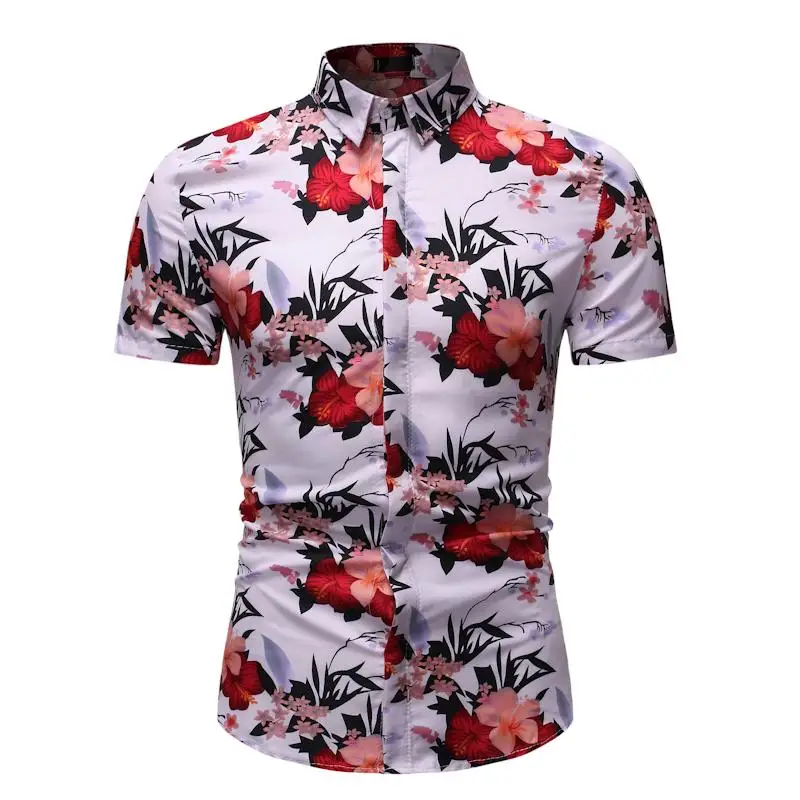 

Flower Men Shirt Dress Fashion Blouse Men Short sleeve Summer Casual New model Shirts for Men Leisure