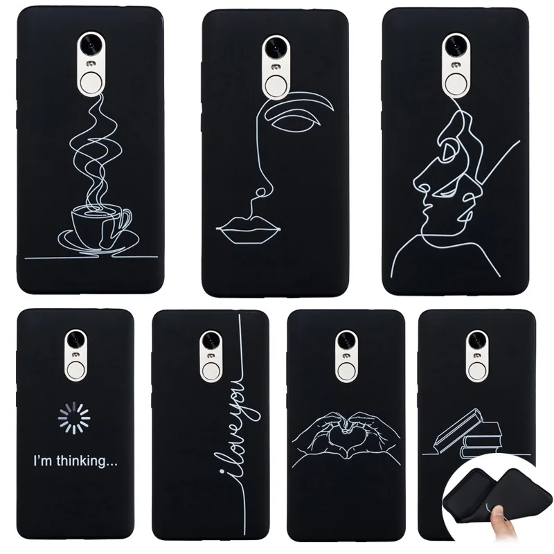 

3D Abstract Matte Case Redmi Note 4 4X Redmi 4X Note 3 Black Back Cover Silicone Case for Xiaomi Redmi Note 5 Plus Pro 5A Prime