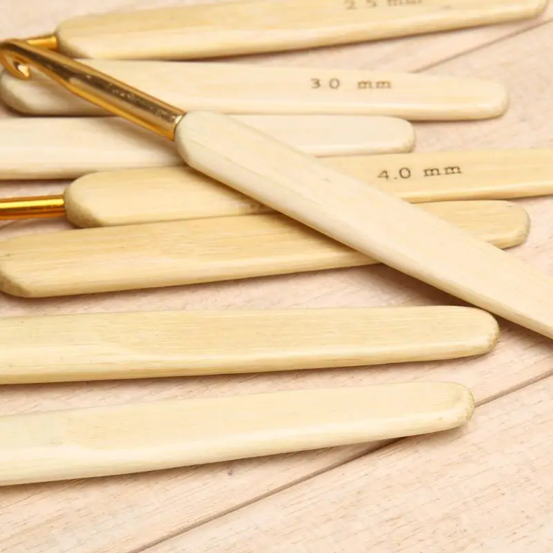 2,5 мм-6 мм бамбуковые крючки для вязания крючком, ультра гладкие спицы, Бамбуковая ручка, вязаный инструмент для вышивки, высокое качество