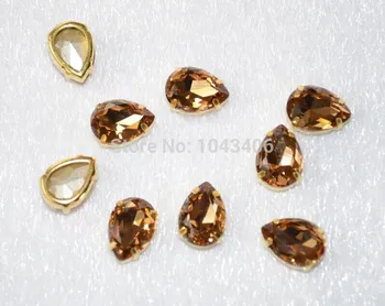 

free shippmen!sew on rhinestones K9 A TOP Quality 13x18mm 36PCS/lot light smoked topaz teardrop Facny Stone with claw setting