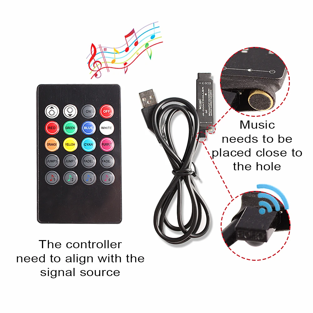 1 м 2 м 3 м неоновые огни USB светодиодные ленты RGB Ambilight ТВ-Диодная лента Музыка ИК-контроллер автомобильная светодиодная лента датчик звука 5 в гибкий неон