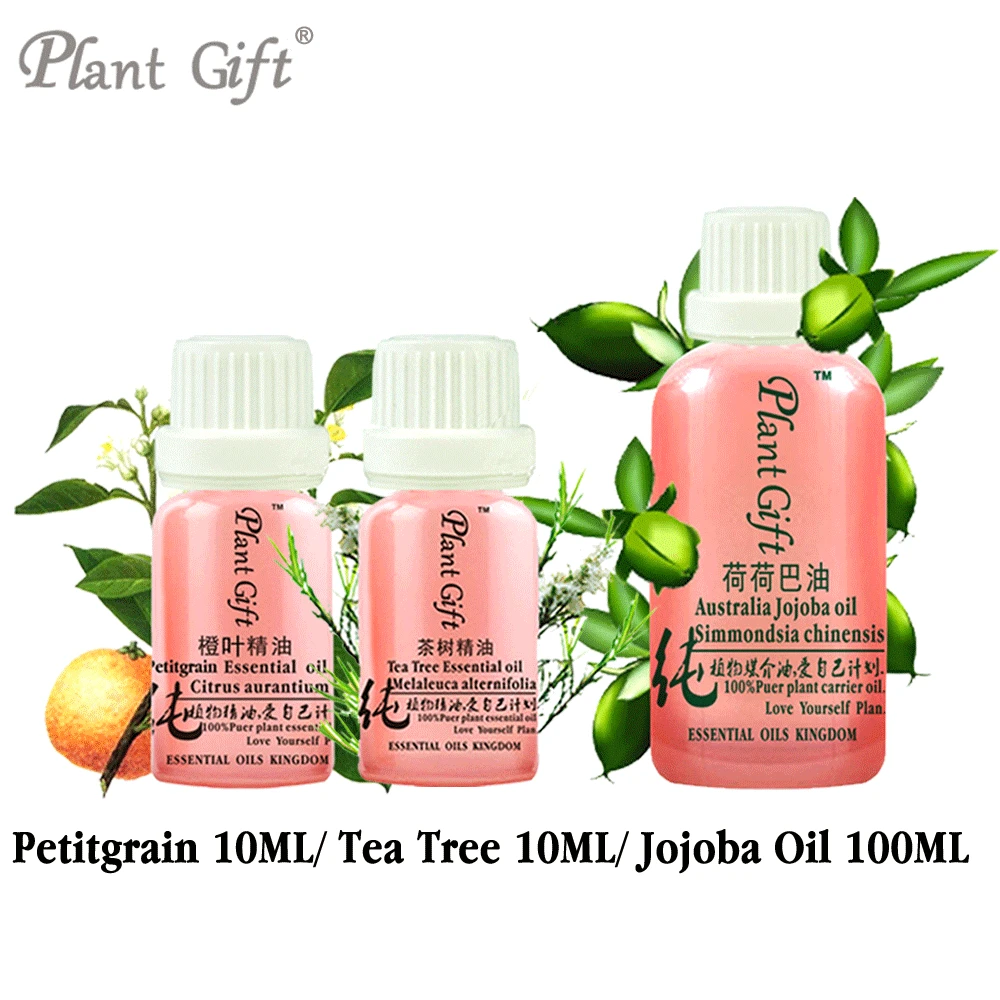 

Free Shopping 100% Pure Plant Eessential Oil Petitgrain / Tea Tree / Jojoba Oil 10ml Alleviate Sebum Production, Treatment Level