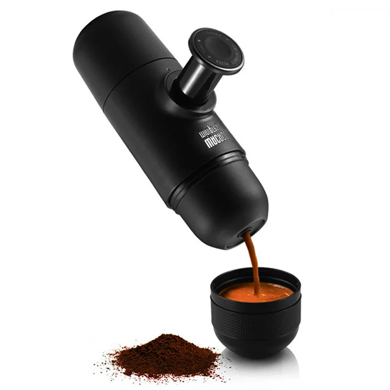 Mini Portable Compact Manual Espresso Maker Black Coffee Maker Hand Operated Coffee Machine Cappuccino For Home Office Travel