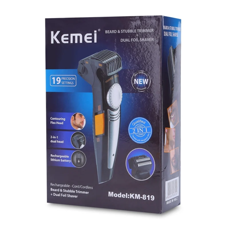 Kemei KM-819 100-240 в устройство для обрезки для мужчин аккумуляторные электробритвы 2 лезвия возвратно-поступательный беспроводной для лица бритва