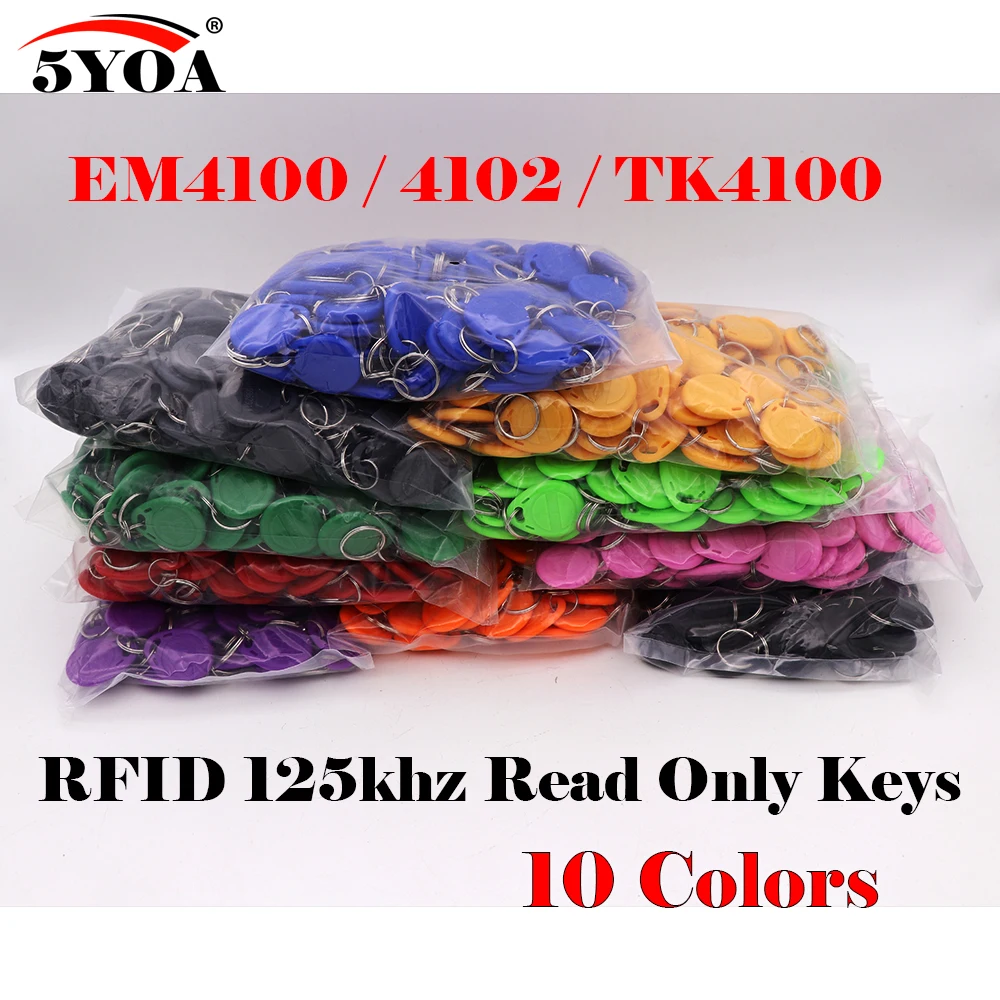 5YOA 1000pcs RFID Tag Proximity ID Token Tag Key Keyfobs Ring 125Khz RFID Card ID Token Tags for Access Control Time Attendance