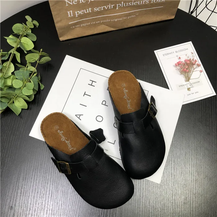 HUIFENGAZURRCS/тапочки из натуральной кожи обувь на плоской подошве ручной работы из воловьей кожи Удобная Женская обувь в Корейском стиле