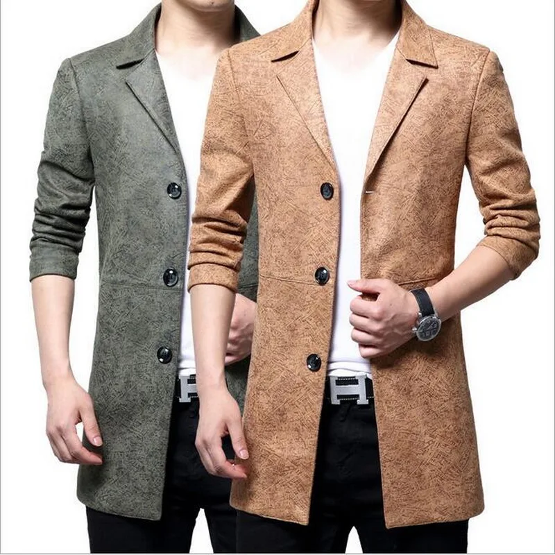 VXO Mens Trench Coat Fashion Designer Men Long Coat Autumn