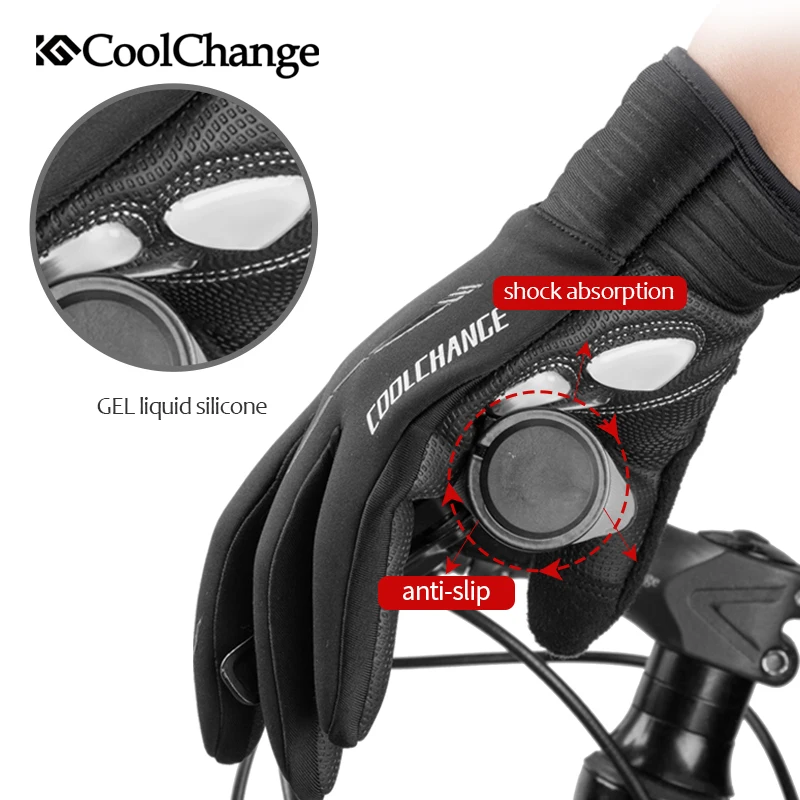 CoolChange Cycling Gloves Winter Thermal Windproof Bicycle Gloves Outdoor Sport MTB Bike Glove Full Finger GEL For Men Women CoolChange Cycling Gloves Winter Thermal Windproof Bicycle Gloves Outdoor Sport MTB Bike Glove Full Finger GEL For Men Women