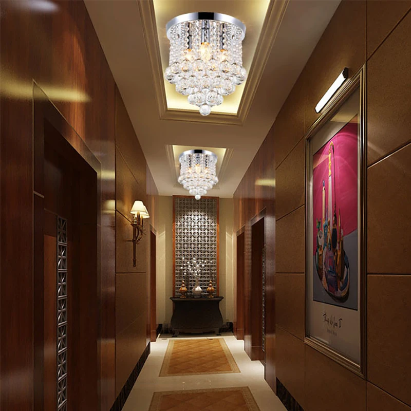 Круглый светодиодный потолочный светильник с кристаллами для гостиной, внутреннего освещения, украшение дома
