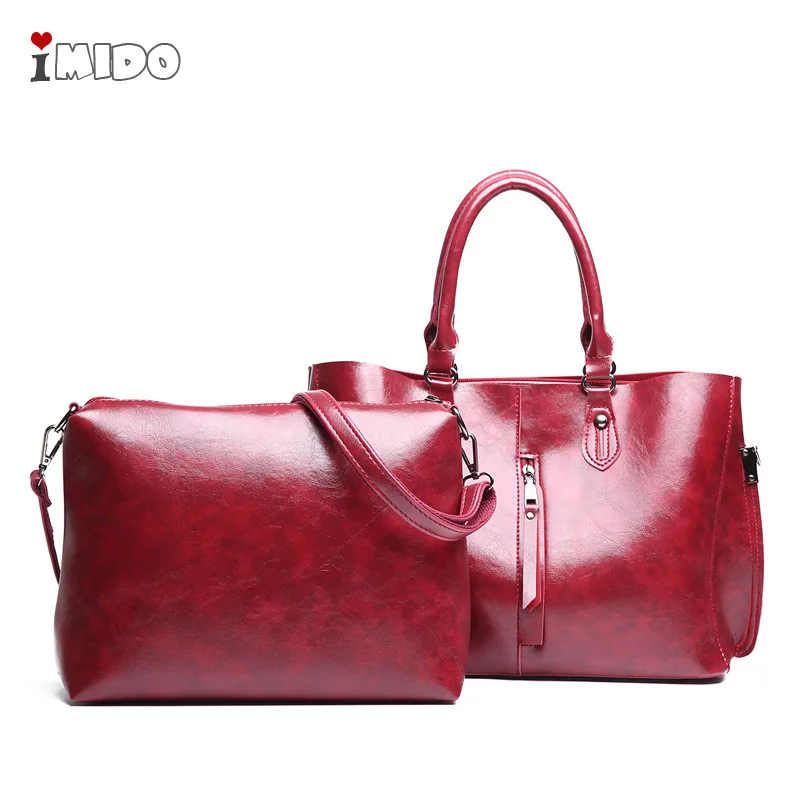 

2019 Women Handbags 2 pcs sets Composite Bucket bag Luxury Designer Brown Soft Leather Shoulder Tote Female Crossbody Hand Bag