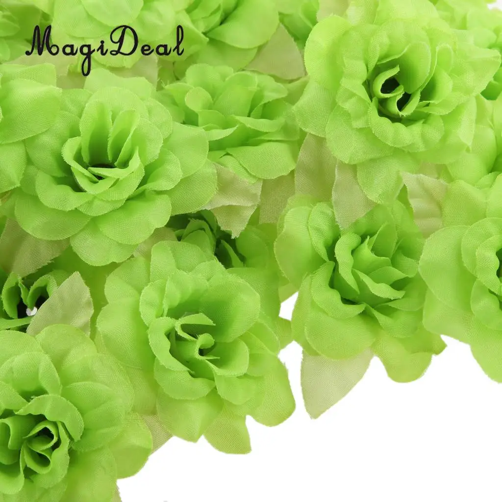50Pcs Silk Rose Artificial Leaf Flower Head Wedding Home Party Decor Green DIY Paper Flowers Kids Birthday Party Backdrop Decor