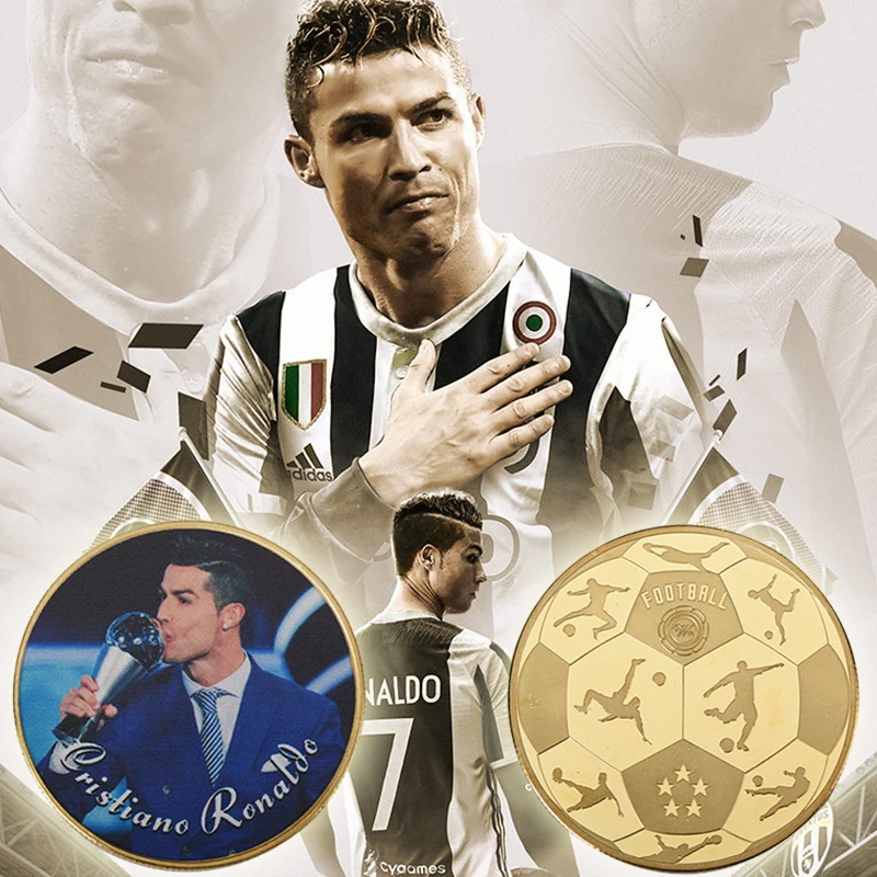 

WR 5Pcs 24k Golden Coin Cristiano Ronaldo Metal Craft Coin Real Madrid Commemorative Sports Coins For Christmas Gifts Football