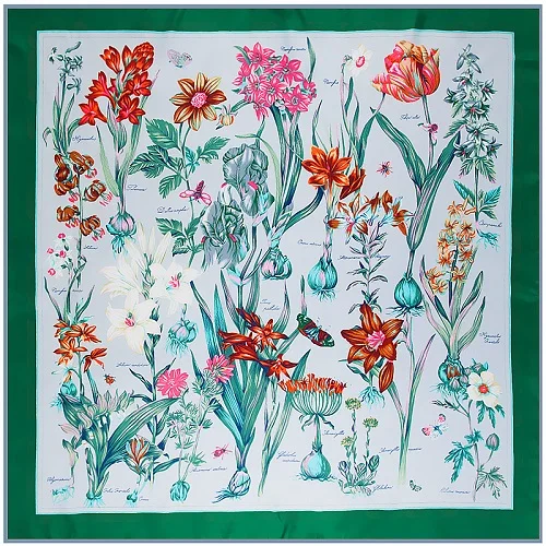 POBING роскошный бренд твил шелковый шарф многоцветный конский квадратный шарф дизайн платок с принтом женский шейный платок обертывания - Цвет: Green Plant