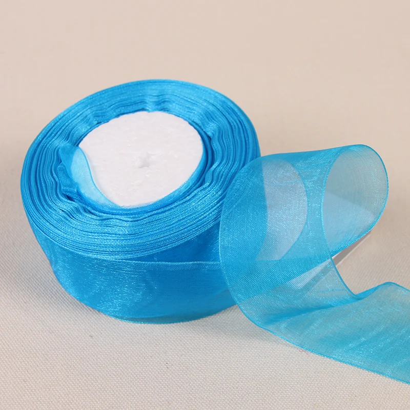 Высокое качество 50 мм лента из органзы для одежды швейная ткань для подарочная упаковка «сделай сам» лента для украшения свадебной вечеринки(45 метров/рулон - Цвет: peacock blue
