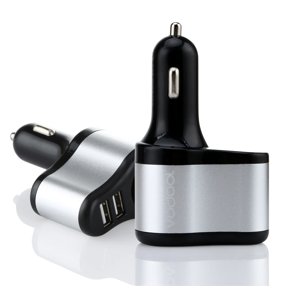 

VODOOL 2 In 1 Car Charger Adapter with 1 Socket Universal 2 Ports Dual USB Charging For Phone Tablet Recorder 12V/24V