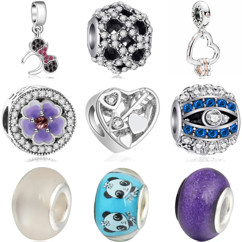 

Gorgeous Hollow Owl Bird Bowknot Arrow Evil Eye Crystal Beads Charms Fit Pandora Bracelets DIY Jewelry for Women Valentine's Day