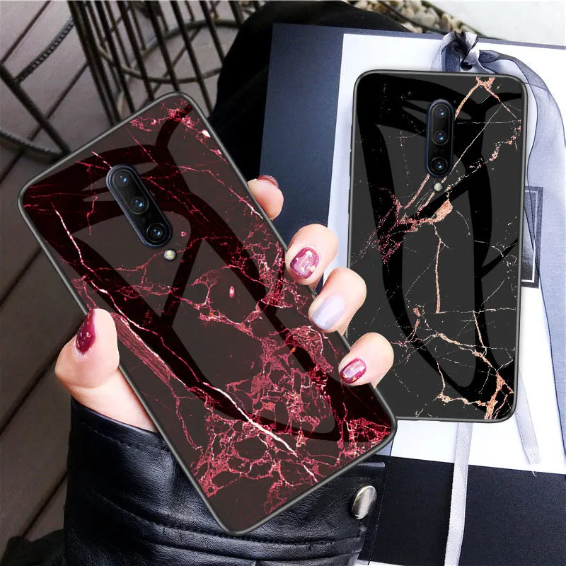 Marble Tempered Glass Case for OnePlus 7 Pro 6 6T Shockproof Silicone Bumper Oneplus Protective Cover |