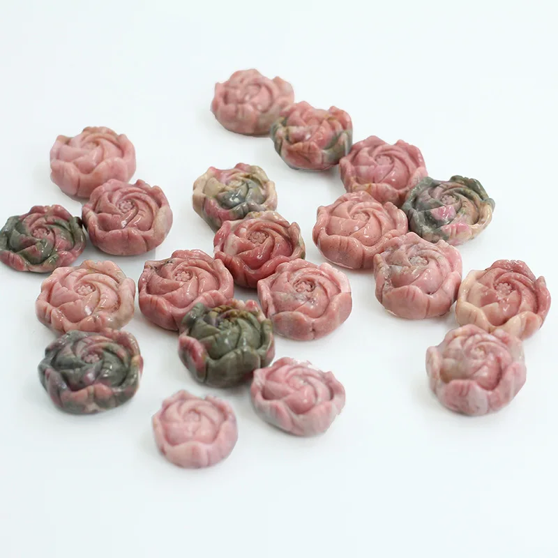

Natural rose oil painting flower carving jewelry DIY natur stones and crystals