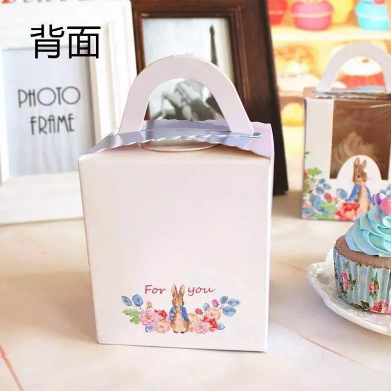 20шт милый кролик печатная коробка для кексов с ручкой на день рождения чашка для кексов упаковка для кексов коробка для свадебного торта