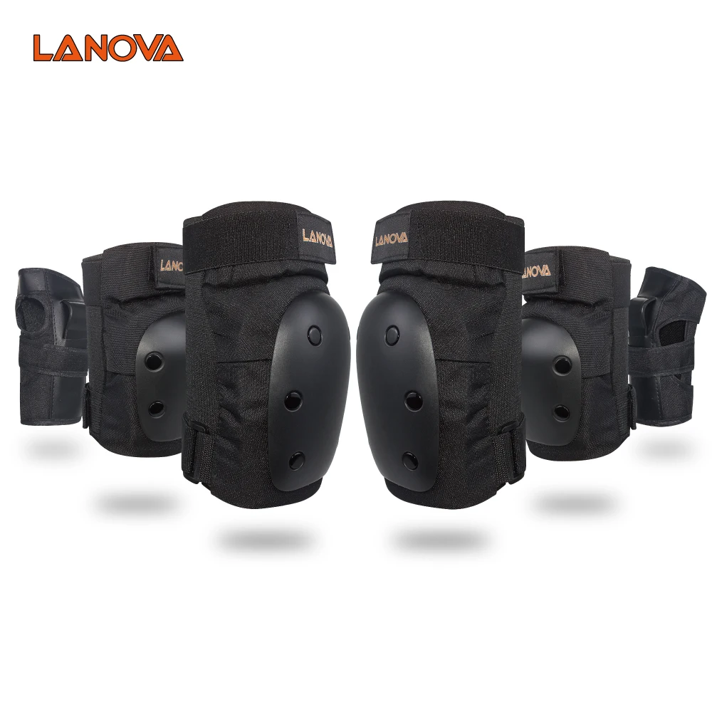 

LANOVA Brand skateboard pads Child Adult Size Knee Pad Elbow Pad Wrist 6 PCS Combination for Bicycle Rollerblades Cycling