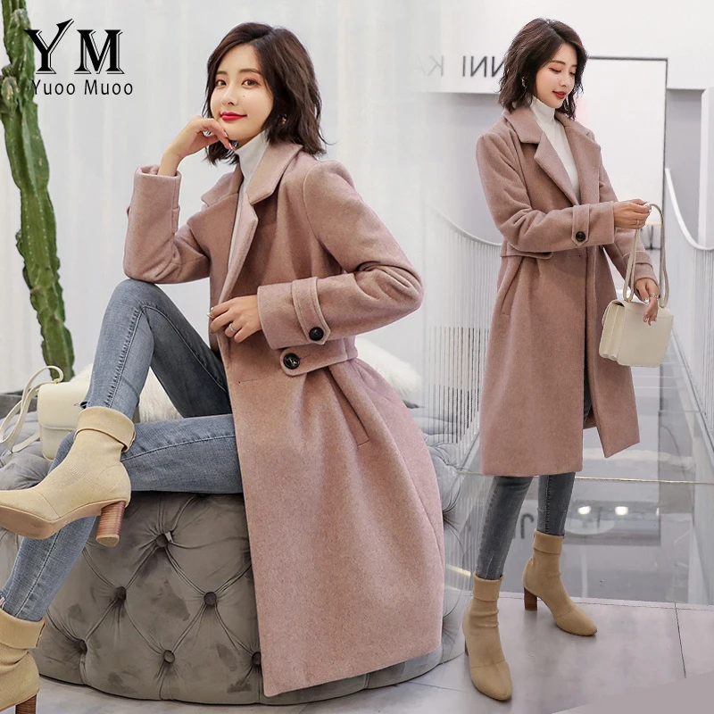 

YuooMuoo High Quality Long Jacket Women Winter Wool Coat Elegant Europe Style Plus Size Fall Coat Ladies Coat casaco feminino