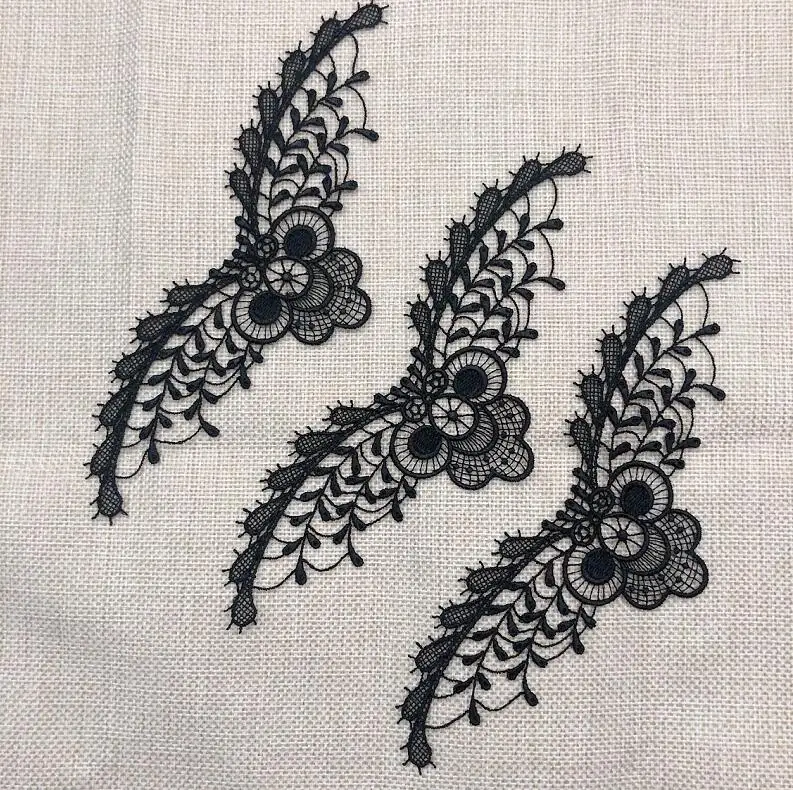 

5 Pieces 17.5*4.5cm Neckline Flower Appliques Embroidered Mesh Patch Pretty Small Lace Collar for Clothes Garment Accessories