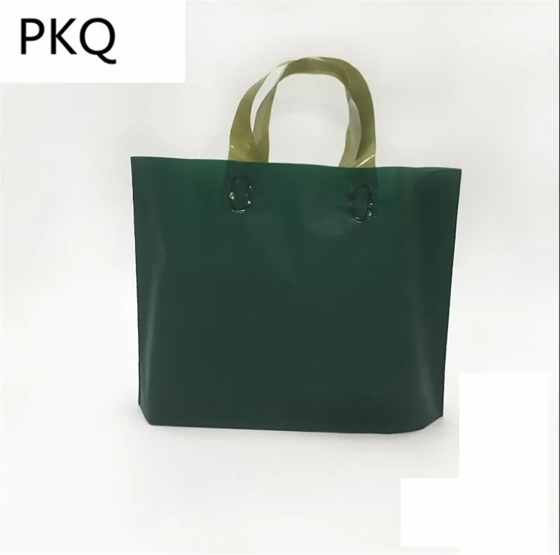 48pcs Dark green large Plastic Bag With Handles Gift Bag Jewelry Cookies Big Supermarket Plastic ...