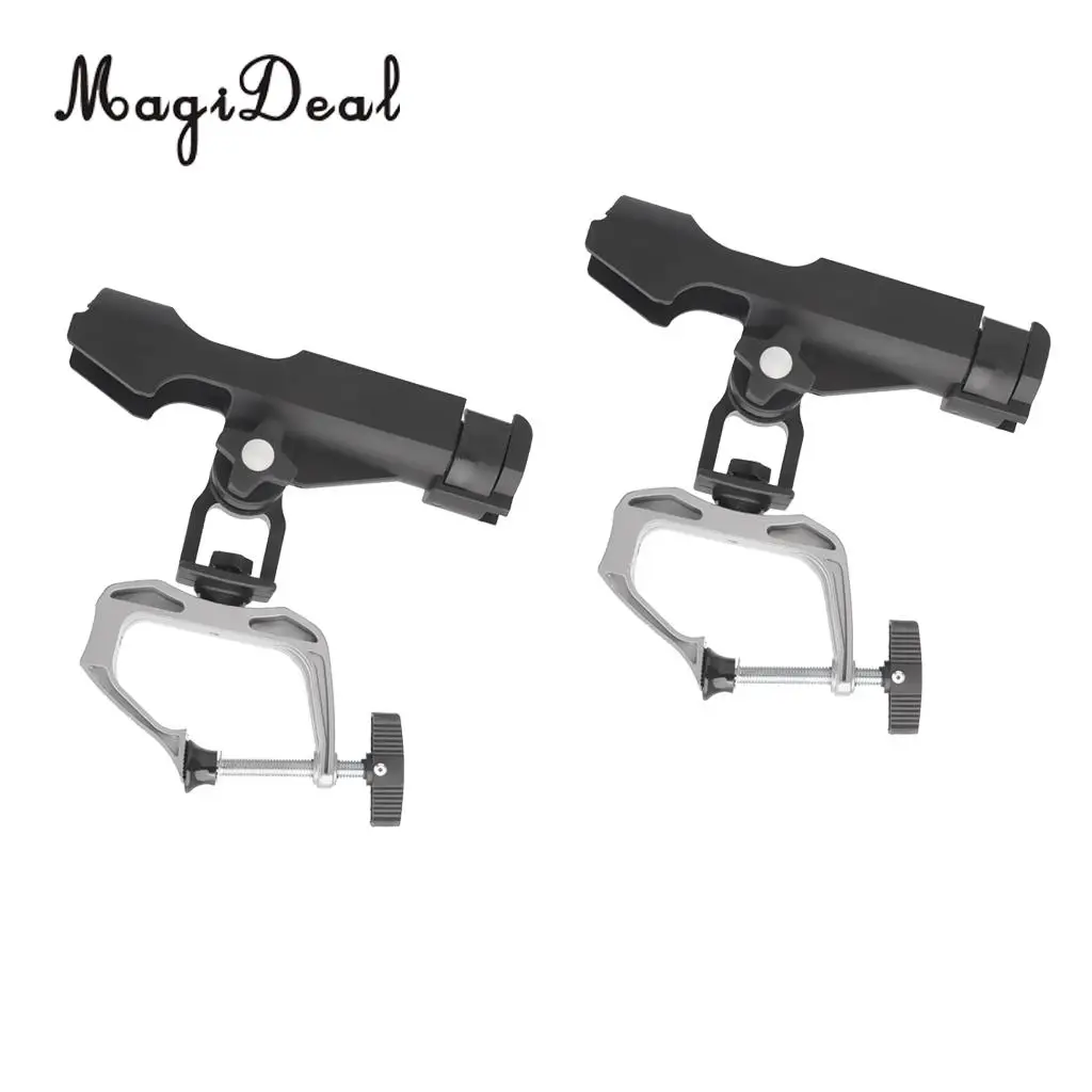 MagiDeal 2 Pieces Clamp on Fishing Rod Holder Kayak Boat Adjustable