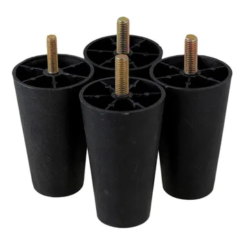 

Black Plastic Round Tapered Furniture Legs Feet with Thread Shank for Sofa Couch Pack of 4