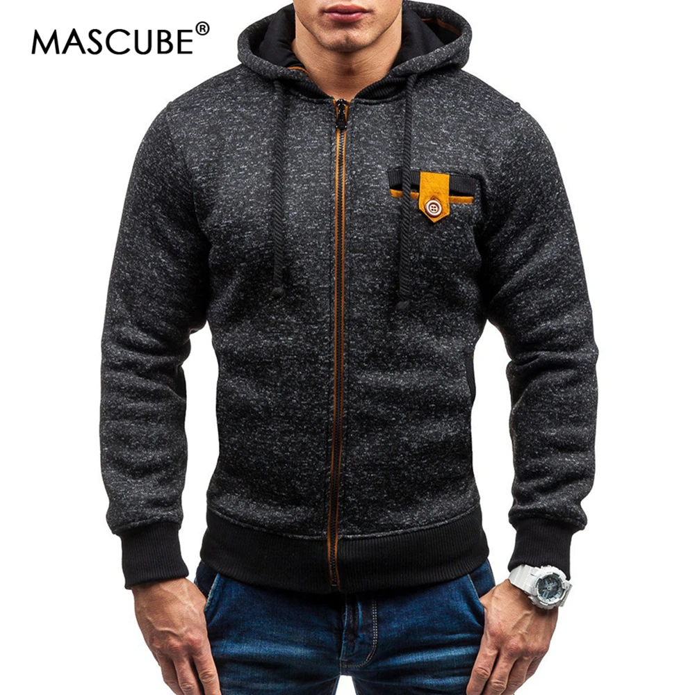 70% OFF MASCUBE 2019 New Brand Men Sets Winter Autumn Sweatshirt Male Fight Color Hooded Zipper Long Sleeve Men Hoodies Outwear M-3XL