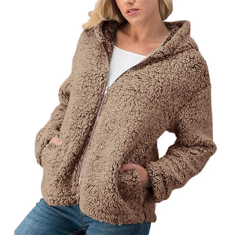 2018 Sherpa Fleece Sweaters Women Zipper Cardigan Hooded Jersey Warm Tops Female Winter Coat Casual Sweaters