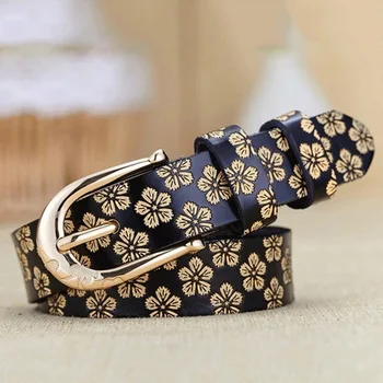 

Ladies Belt Snowflake Embossed Two-layer Leather Decorative Belt Fashion Women Simple Versatile Pin Buckle Belt