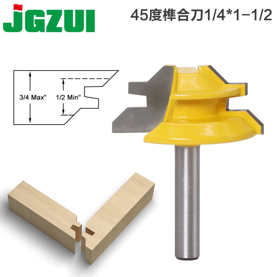 1 шт. 45 градусов замок Торцовочная фреза 8 дюймов хвостовик фреза по дереву для соединения шип-паз фрезерный инструмент сверление фрезерование для дерева карбида сплава