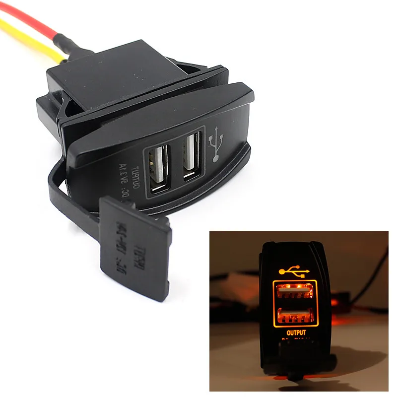 

Car stying Hot 12V 24V Car Auto Boat Accessory Dual USB Charger Power Adapter LED Outlet Dual USB Car Charger D4