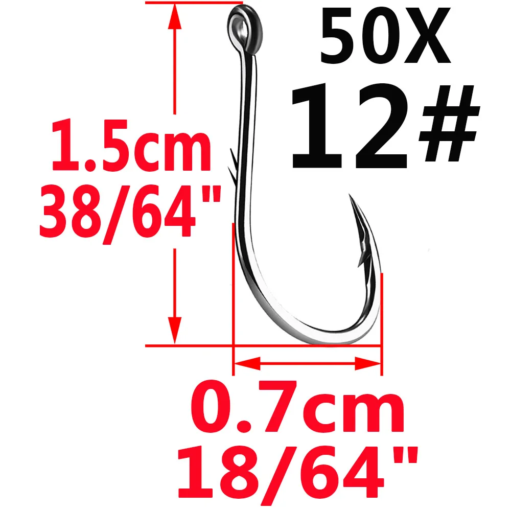 Simpleyi 50pcs Iseama Circle Carp Eyed Fishing Hook Size 12 9 6 4 1 1/0 2/0 3/0 4/0 5/0 Ring eye Japan Fishhook