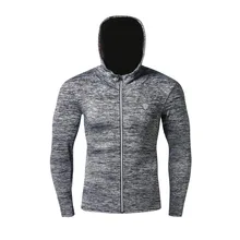 Для мужчин тренажерный зал с капюшоном свитер тренировочные куртки дышащие с длинным рукавом Свободные Фитнес Бег футболка быстросохнущие куртки Топ