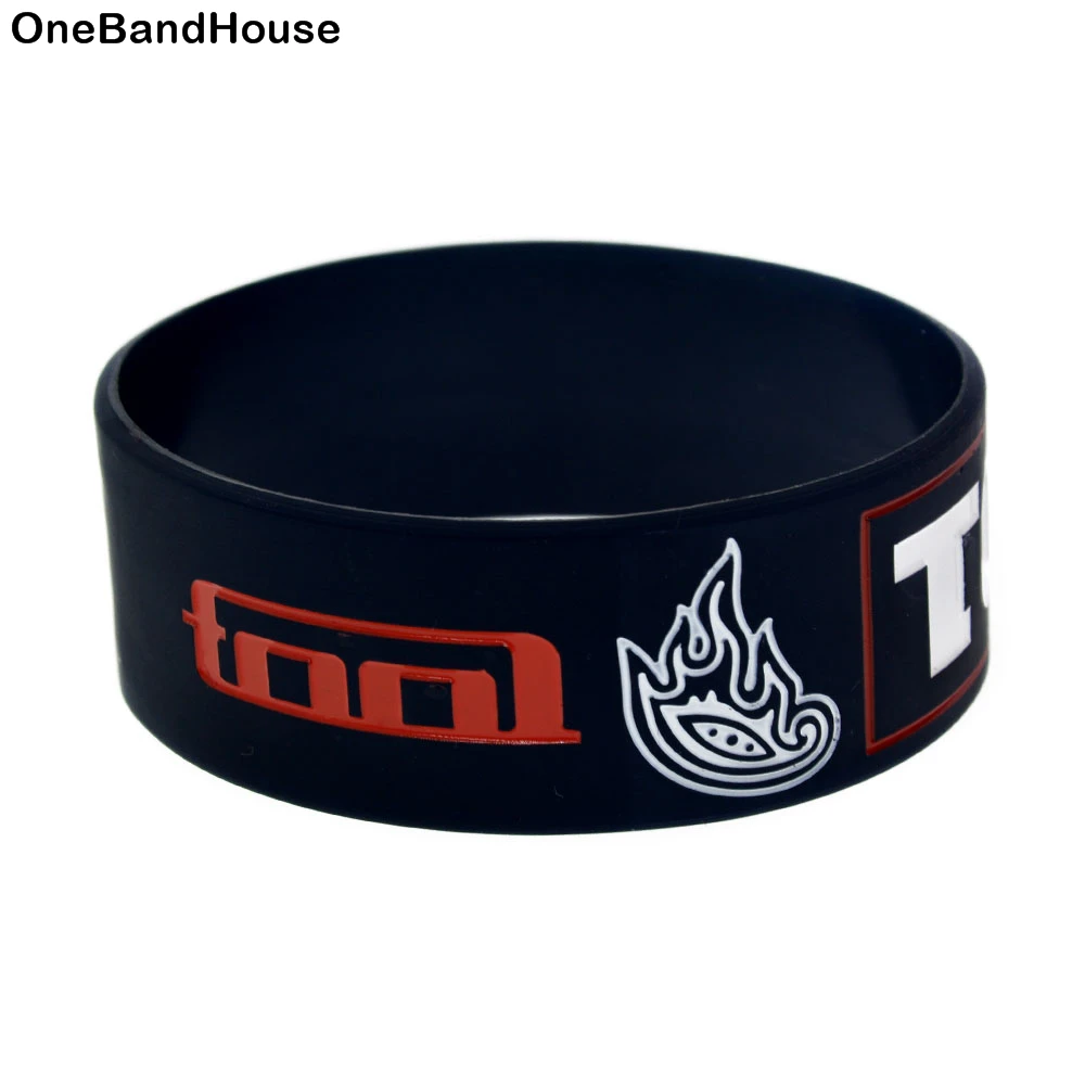 

1PC Black One Inch Wide Debossed Tool Silicone Wristband