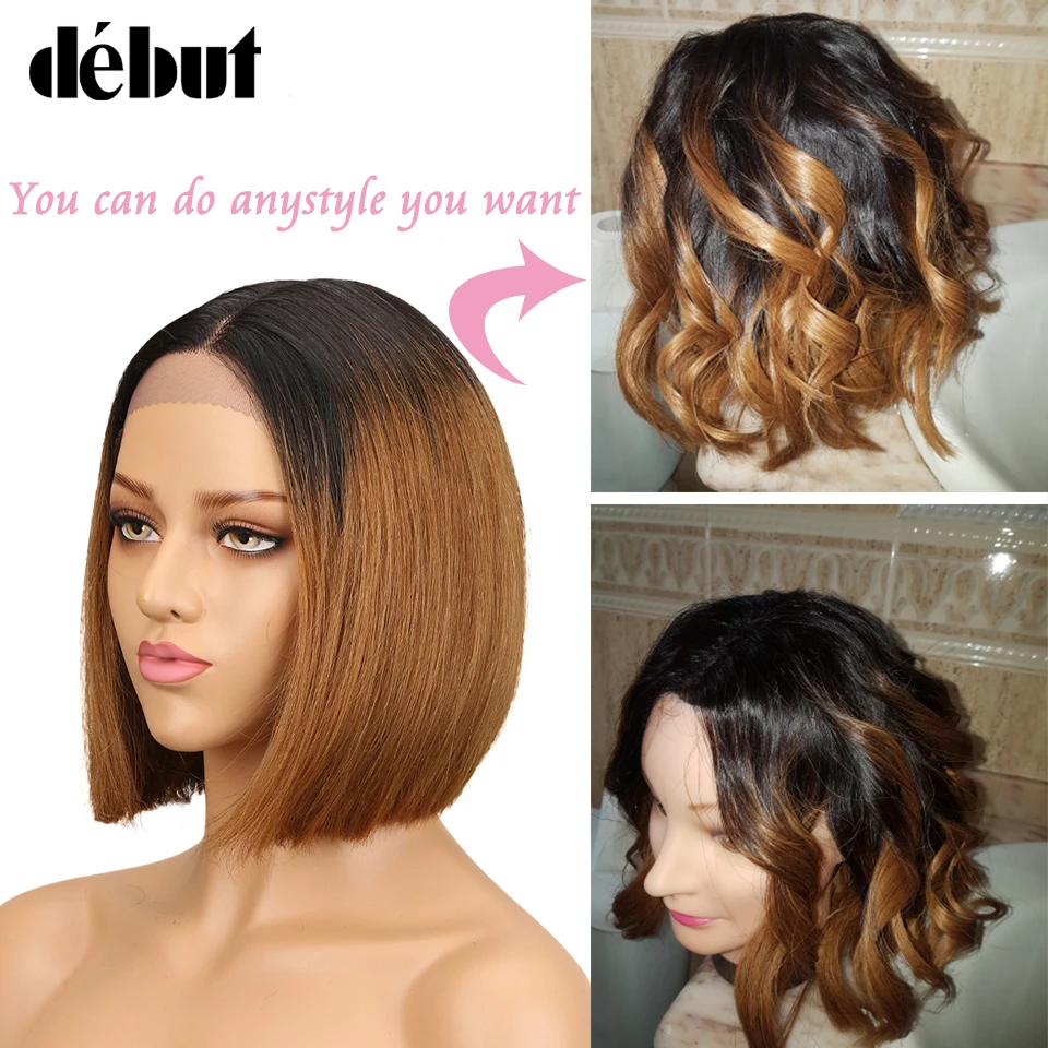 Debut Wig Human Hair Brazilian Straight Lace Front Human Hair Wigs Remy Short Bob Wigs For Black Women Ombre Cheap Lace Wig