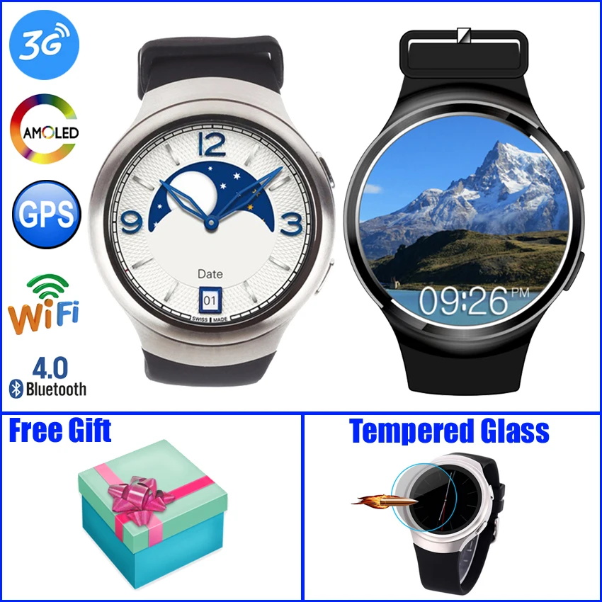 Finow X3 Плюс Android 5.1 Smart Watch Phone MTK6580 Amoled Сердечного ритма Bluetooth WIFI 3 Г Smartwatch RAM 1 ГБ + ROM 8
