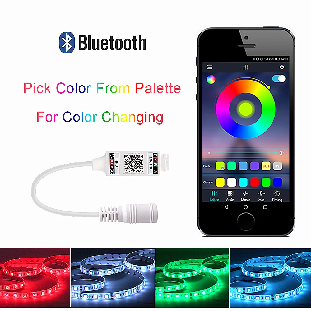 Bluetooth Controller RGB LED Strip light 12V 5050 5M 60LEDs/m RGB Tape Waterproof Tira Led Flexible Neon Backlight Power Adapter Bluetooth Controller RGB LED Strip light 12V 5050 5M 60LEDs/m RGB Tape Waterproof Tira Led Flexible Neon Backlight Power Adapter