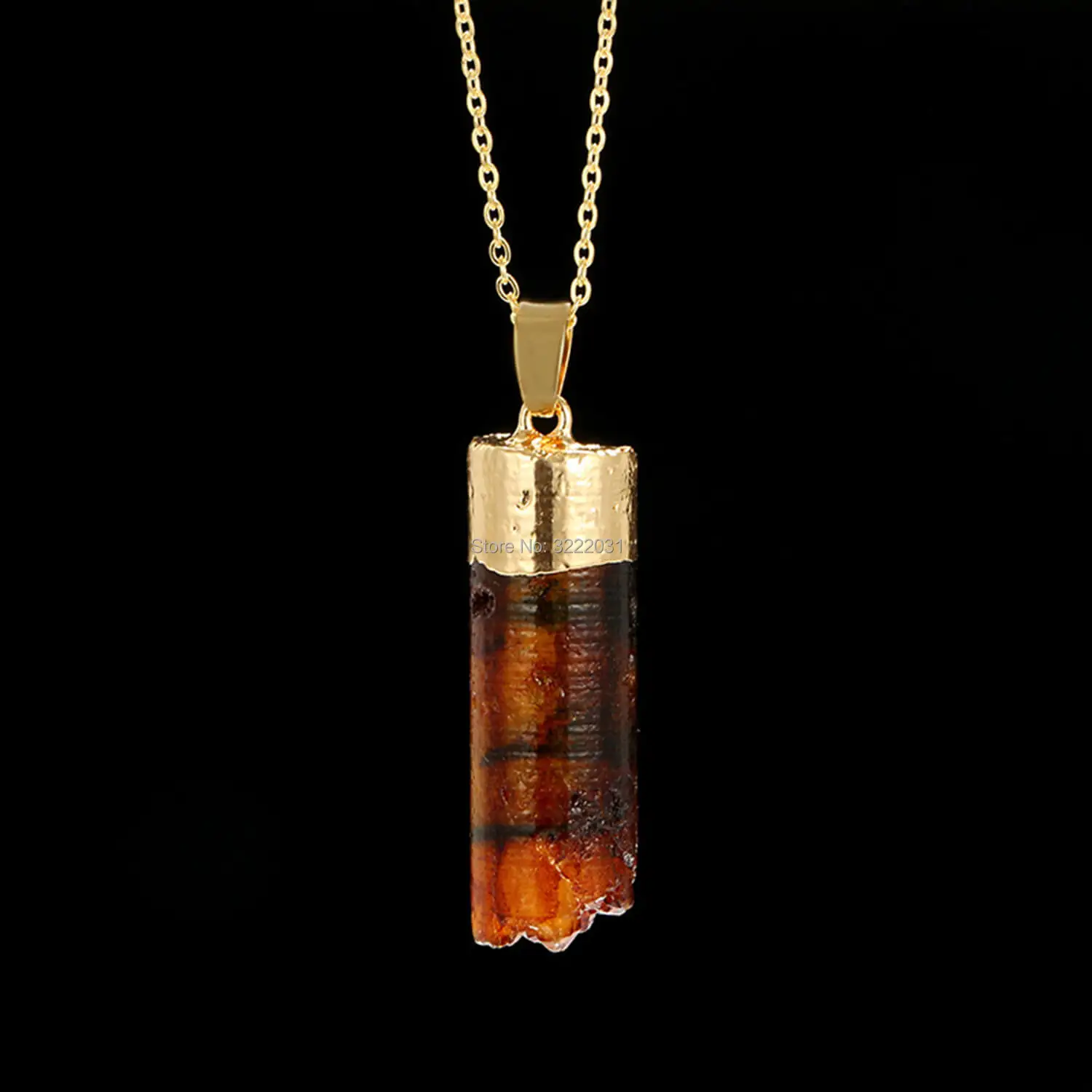 brown crystal pendant necklace